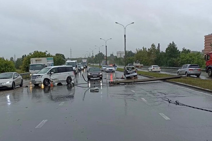 ДТП на объездной дороге Ново-Ленино 16 августа. Фото ГИБДД Иркутска