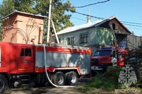 Пожар в здании православной общины. Скриншот видео пресс-службы ГУ МЧС России по Иркутской области