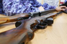 Сданное оружие. Фото пресс-службы управления Росгвардии Иркутской области