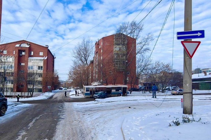 Место аварии. Фото пресс-службы Госавтоинспекции Иркутска