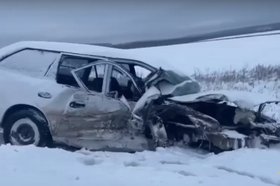 Машина после аварии. Скриншот видео пресс-службы ГУ МВД России по Иркутской области