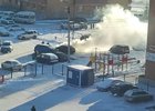 Горящий автомобиль. Скриншот видео из телеграм-канала ГУ МЧС России по Иркутской области