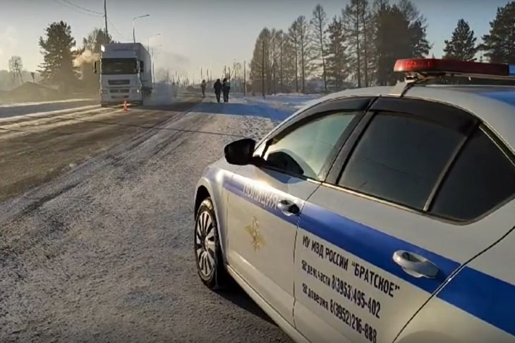 Авария в Братском районе. Скриншот видео ГУ МВД России по Иркутской области