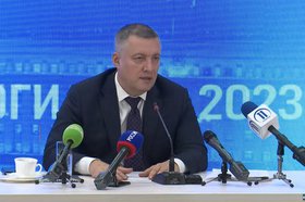 Игорь Кобзев на пресс-конференции. Скриншот прямой трансляции