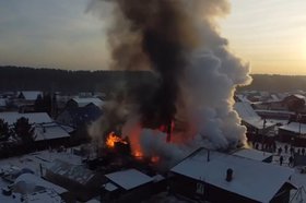 Пожар в Маркова. Скриншот видео очевидцев