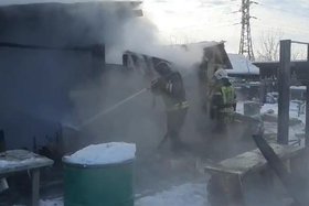 Пожар в Ангарске. Скриншот видео ГУ МЧС России по Иркутской области