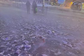 Улица Депутатская утром после аварии на сетях водоснабжения. Фото очевидцев
