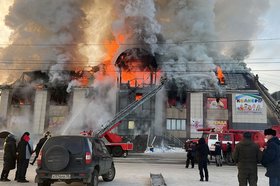 Пожар в Чуне. Фото мэра Чунского района Николая Хрычова из группы в Viber