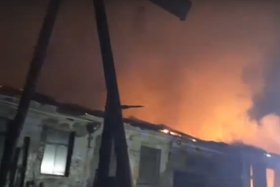 Пожар в Тулуне. Скриншот видео ГУ МЧС России по Иркутской области