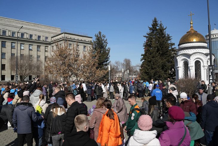 Траурный митинг в Иркутске. Фото пресс-службы правительства Иркутской области