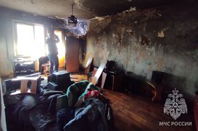 Квартира после пожара. Фото пресс-службы ГУ МЧС России по Иркутской области