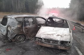 Автомобили после аварии. Фото пресс-службы ГУ МВД России по Иркутской области