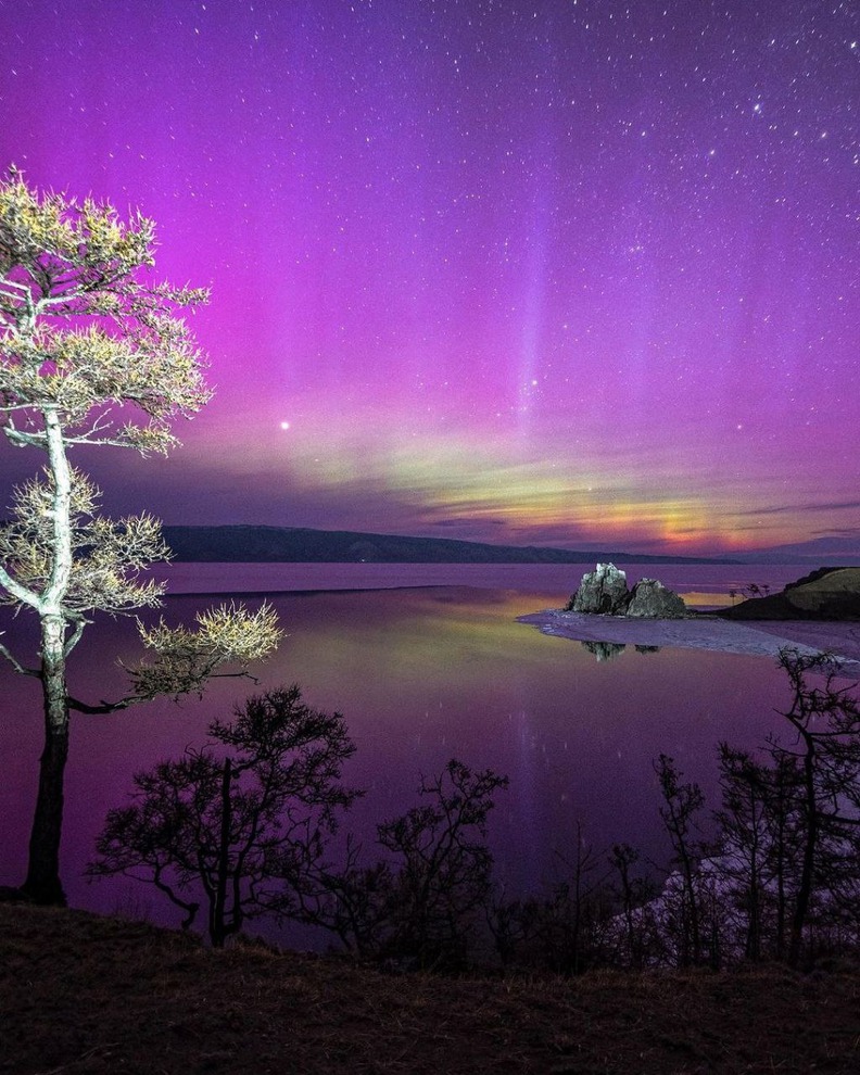 Полярное сияние на Байкале. Фото: Константин, @siberian.travel
