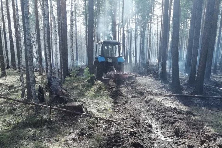 Тушение лесного пожара. Фото пресс-службы правительства Иркутской области
