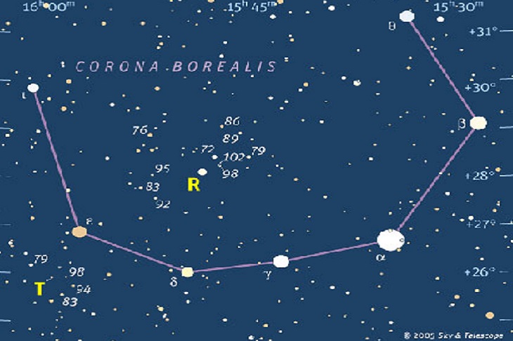 Место звезды в созвездии Северной Короны. Изображение с сайта skyandtelescope.org