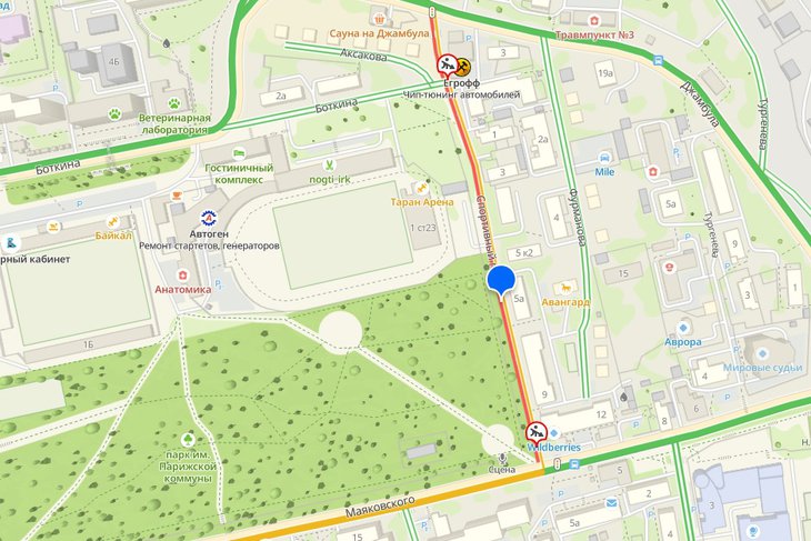 Переулок Спортивный. Скриншот с сайта http://www.2gis.ru*