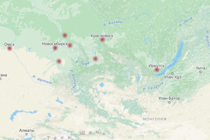 Карта сбоев. Скриншот с сайта Центра мониторинга и управления сетью связи общего пользования