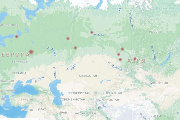 Карта сбоев. Скриншот с сайта Центра мониторинга и управления сетью связи общего пользования