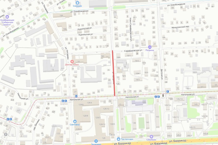 Ограничение движения на Щедрина. Яндекс.Карты