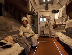 Пятый вагон включает в себя две экспозиции — «Санитарный вагон» и «Развитие науки».