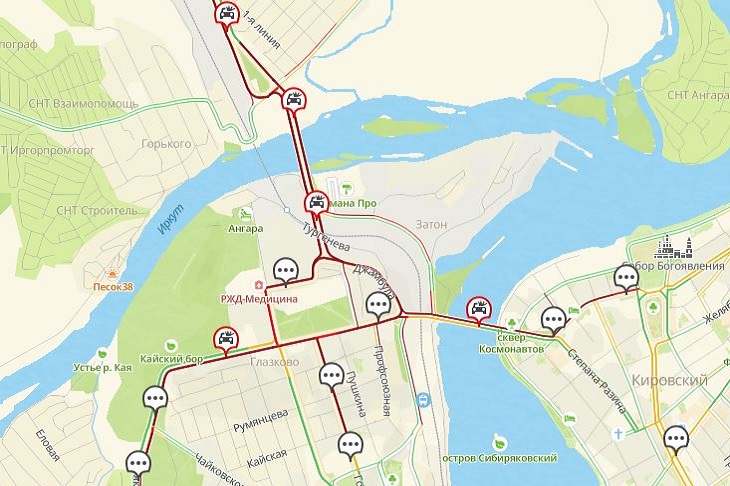 Ситуация на дорогах утром 21 октября. Скриншот сервиса 2ГИС
