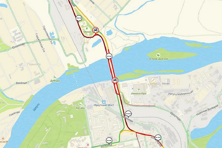 Иркутный мост на карте. Скриншот сервиса 2ГИС