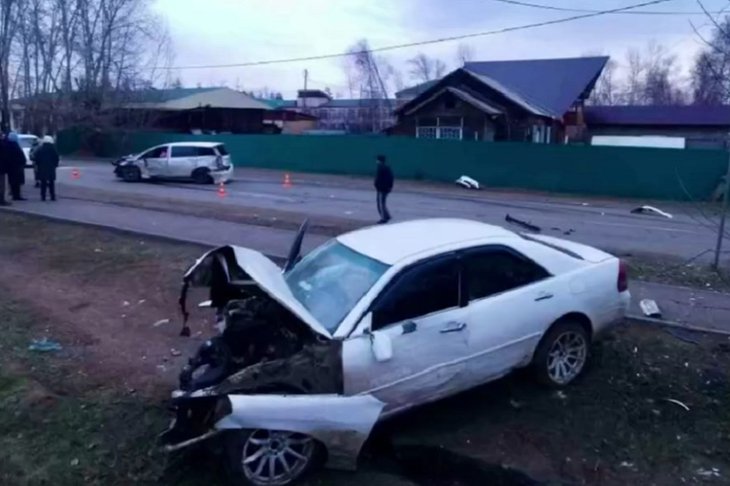 Место ДТП. Скриншот видео пресс-службы Госавтоинспекции Иркутской области