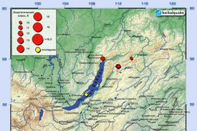 Карта землетрясений. Фото с сайта Байкальского филиала Единой геофизической службы РАН