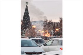 Пожар на сквере. Скриншот видео очевидцев