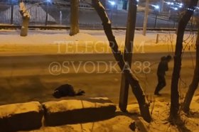 Иркутянин избил женщину на улице. Скриншот видео из телеграм-канала «Сводка38»