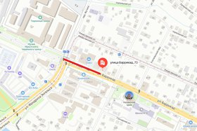 Ограничения проезда на улице Баррикад. Скриншот с сайта Яндекс.Карты