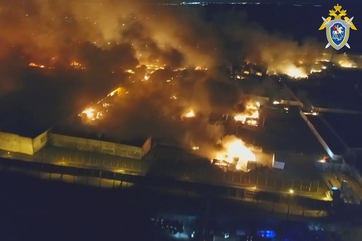 Пожар в колонии. Скриншот видео пресс-службы СУ СКР Иркутской области