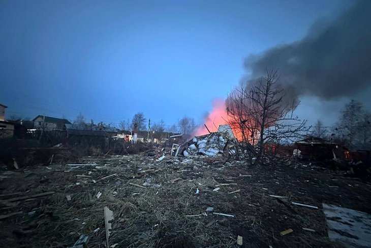 Последствия массовой атаки беспилотников в Подмосковье. Фото из телеграм-канала Андрея Воробьева