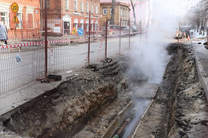 Ремонт теплосетей на Российской. Фото пресс-службы администрации Иркутска