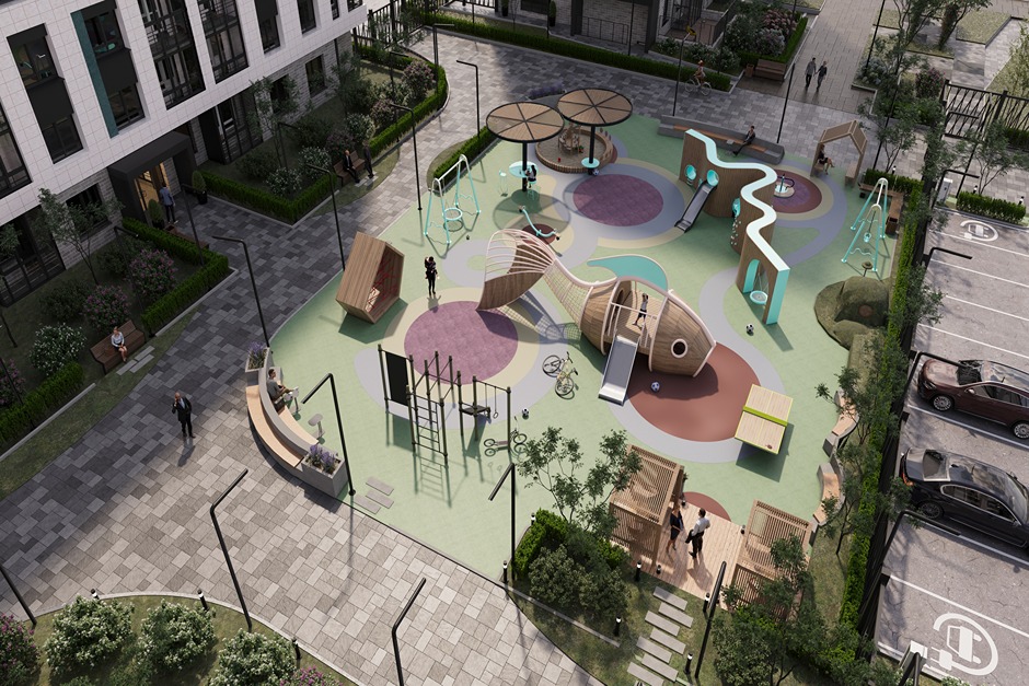 Двор ЖК «Источник», вид сверху