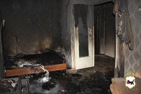 Пожар из-за поджога в квартире Ангарска. Фото пресс-службы ГУ МВД России по Иркутской области