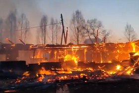 Пожар в селе Чехово. Скриншот видео администрации Нижнеудинского района