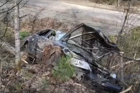 Машина после ДТП. Скриншот видео пресс-службы Госавтоинспекции Иркутской области