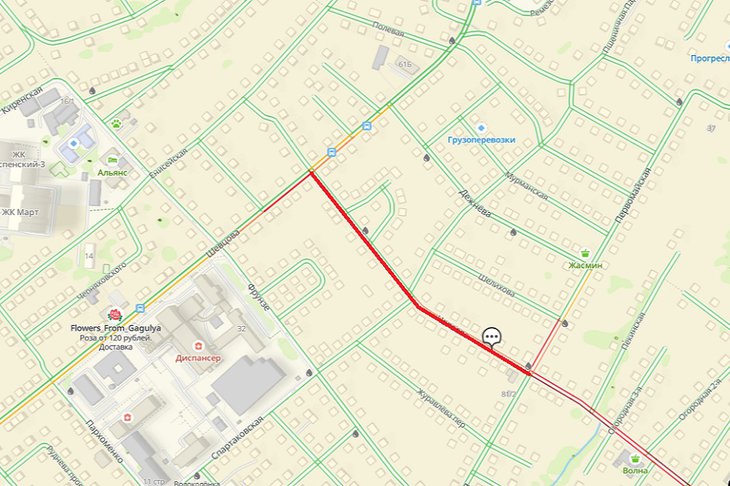 Скриншот с сервиса 2ГИС https://2gis.ru/irkutsk/geo/1548851106284055?m=104.315581%2C52.307226%2F16.88&traffic