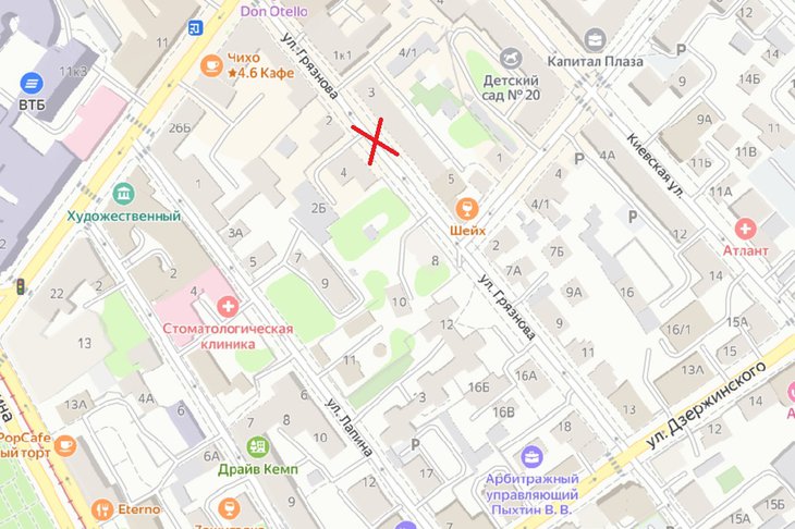 Скриншот сервиса «Яндекс Карты» https://yandex.ru/maps/63/irkutsk/?ll=104.286754%2C52.280460&z=17