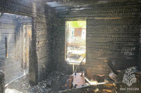 Сгоревшее помещение. Фото пресс-службы ГУ МЧС России по Иркутской области