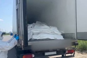 Рефрижератор с телами погибших. Скриншот видео Минобороны России