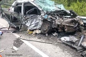 Машина после аварии. Фото пресс-службы Госавтоинспекции Иркутской области