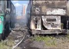 Горевшие автобусы. Скриншот видео пресс-службы ГУ МЧС по региону