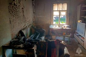 Сгоревшая квартира. Фото пресс-службы ГУ МЧС России по Иркутской области