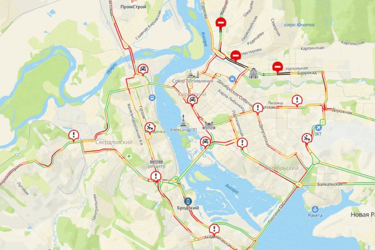 Пробки. Скриншот 2Gis