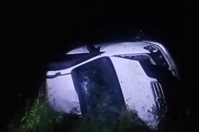 Автомобиль после ДТП. Скриншот видео пресс-службы Госавтоинспекции Иркутской области