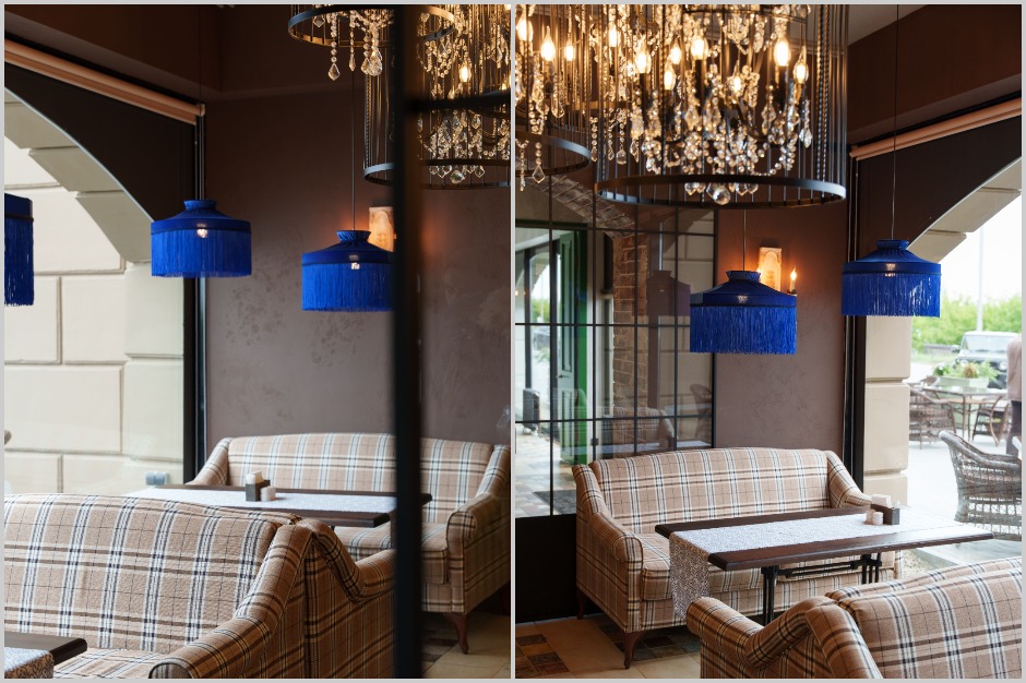 При оформлении помещения использовали натуральные материалы