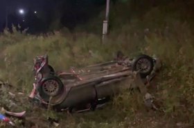 Автомобиль после ДТП. Скриншот видео пресс-службы Госавтоинспекции Иркутской области