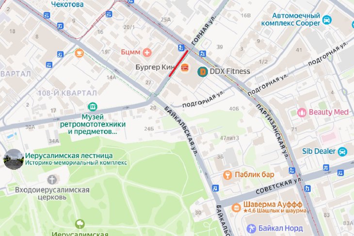 Место ограничения. Скриншот с сайта Яндекс.Карты
